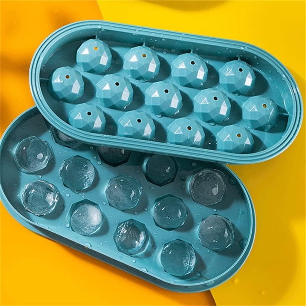 Ice Cube Home-Made Ice Cube Storage Box Ice Maker Food-Grade Quick- Ice Tray with Lid (Dark Blue 24 5x12.5cm) (Mint Green 24 5x12.5cm)