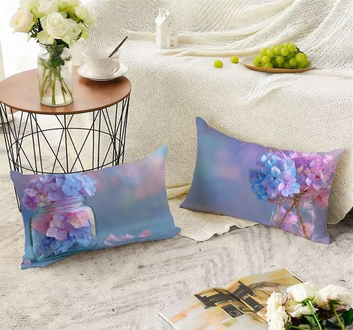 Housse de coussin lin 50x70cm avec impression recto verso durable pour déco fleur - 3