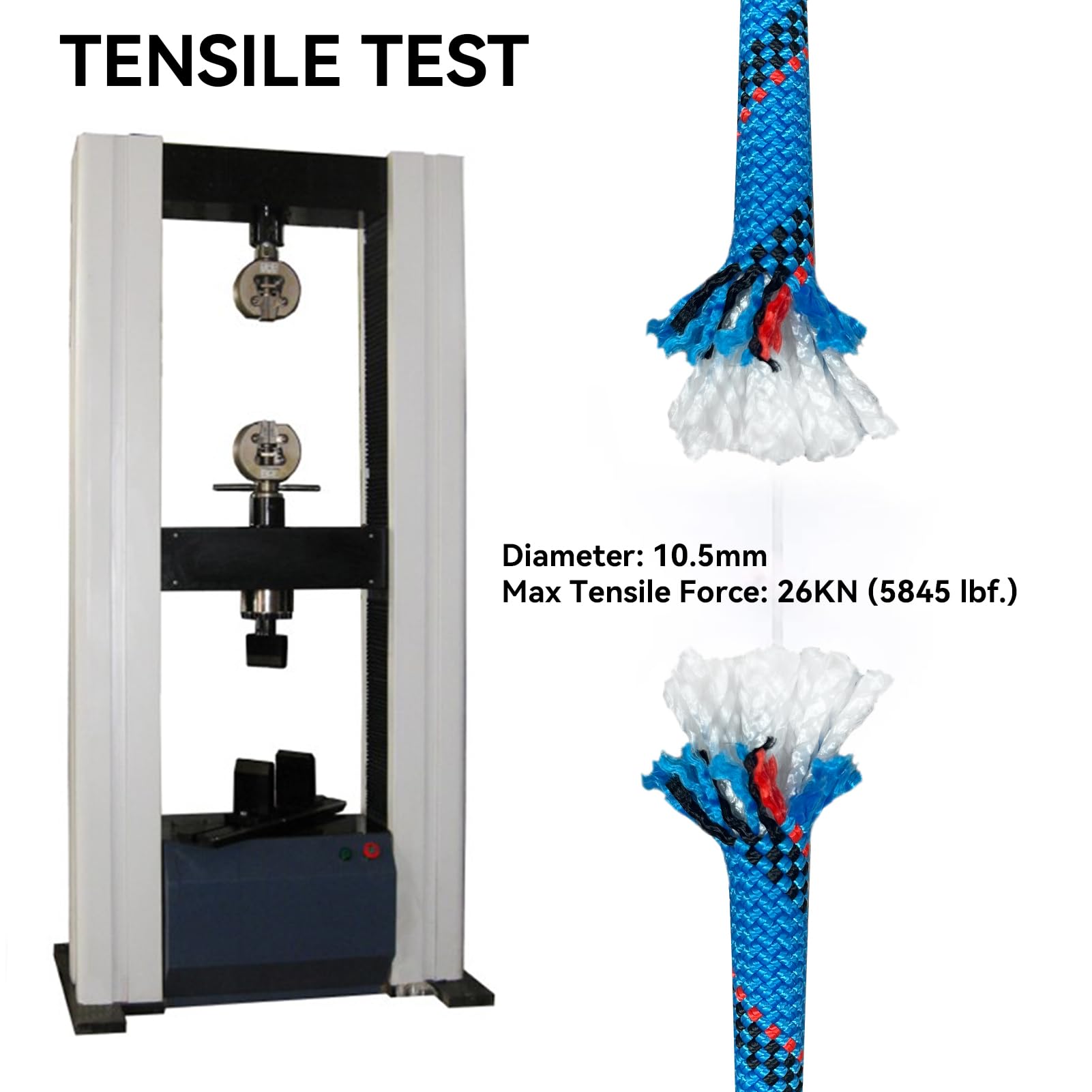 Statisches Kletterseil, 10,5 mm, UIAA Statische Schnur, Abseilseil, 30 m, Nylon-Kern, Mantelseil für Fluchtseil, Klettern, Bergsteigen, Schleppen, Rettung