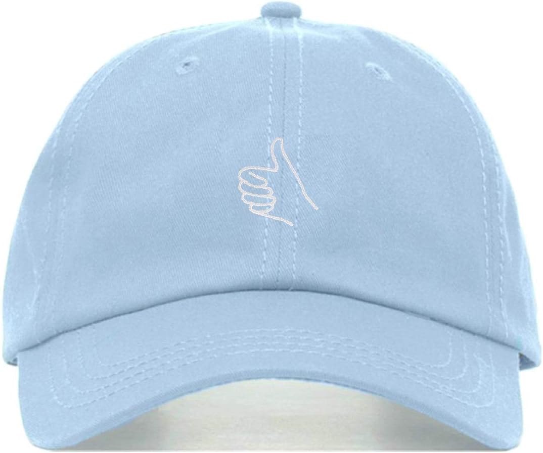 Thumbs Up Baseball Hat, Embroidered Dad Cap, Unstructured Soft Cotton, Adjustable Strap Back (Multiple Colors)