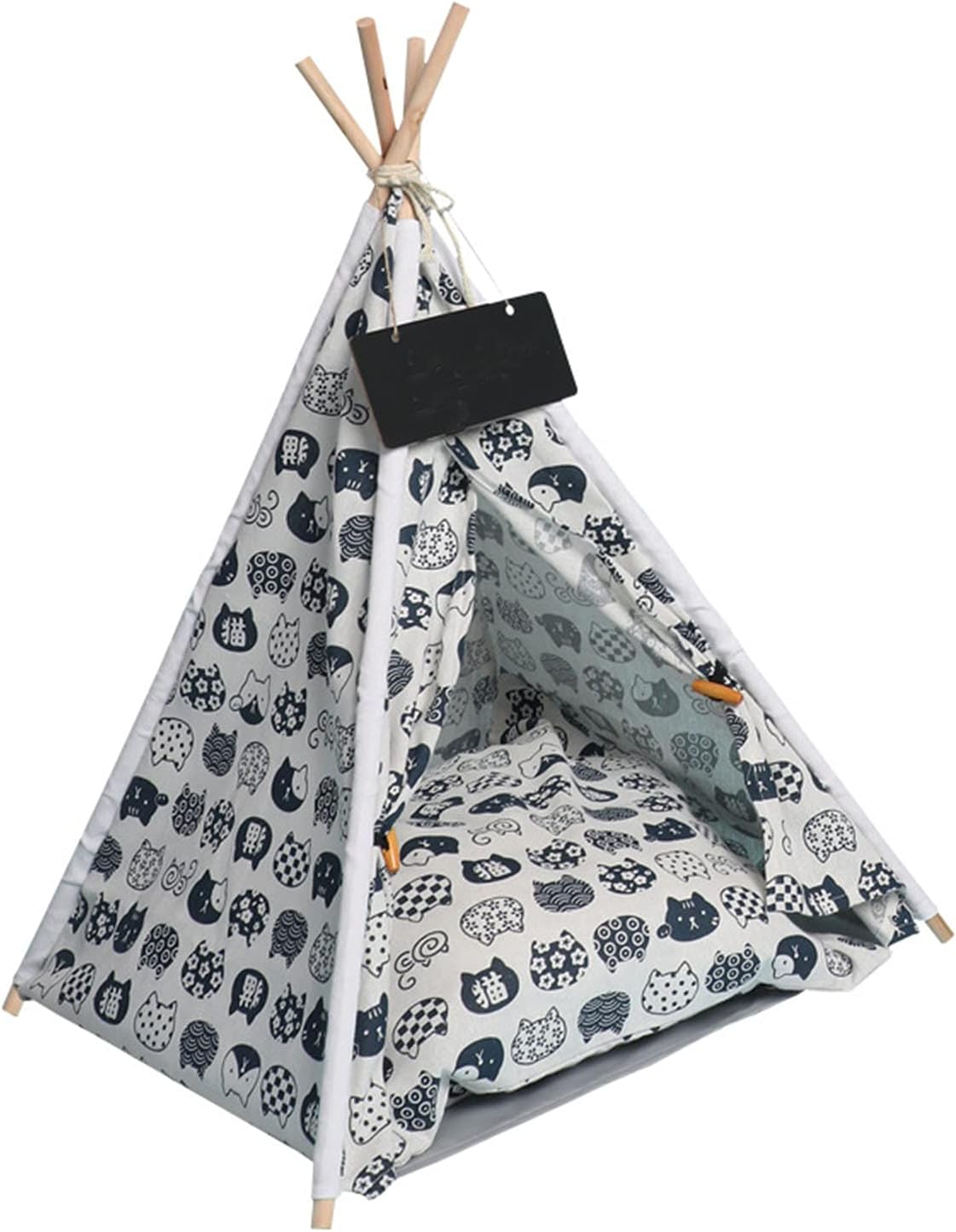Folding Pet Tent Portable Indoor Dog Teepee Bed Cat Tent with Thick Cushion and Blackboard 17 in Soft Comfortable Pet Houses for Small Pet (A,43x13x17cm)