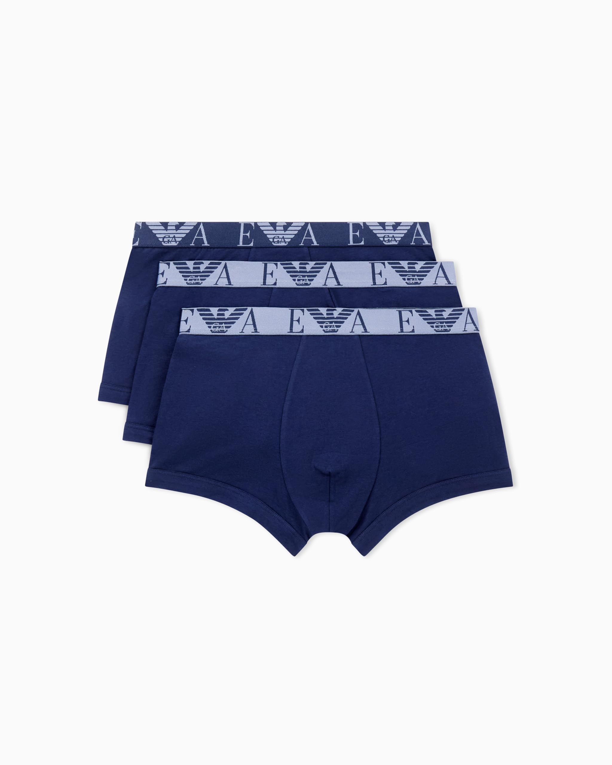 Emporio Armani Man's Bold Monogram 3-Pack Trunk Blue S