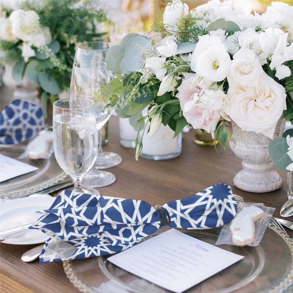 Abstract Geometric Pattern Indigo Cloth Napkins Set Festive Banquet Wedding Decor Tea Towel Kitchen Dinner Table(8pcs)