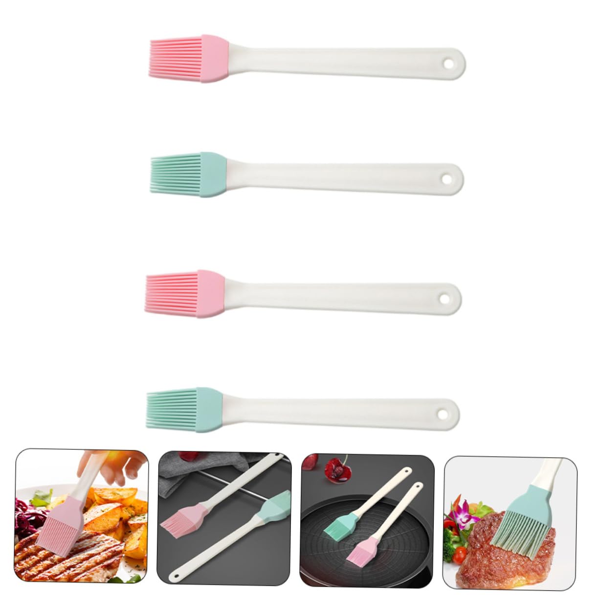 Gogogmee Oil Brush Tool for Baking 4pcs Silicone Brush Set Heatproof and for Restaurant Home Cooking Random