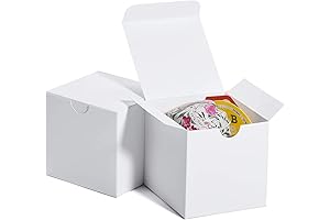 MESHA 3x3x3&#x27;&#x27; 100-Piece Cardboard Craft Paper Gift Boxes with Lids, White