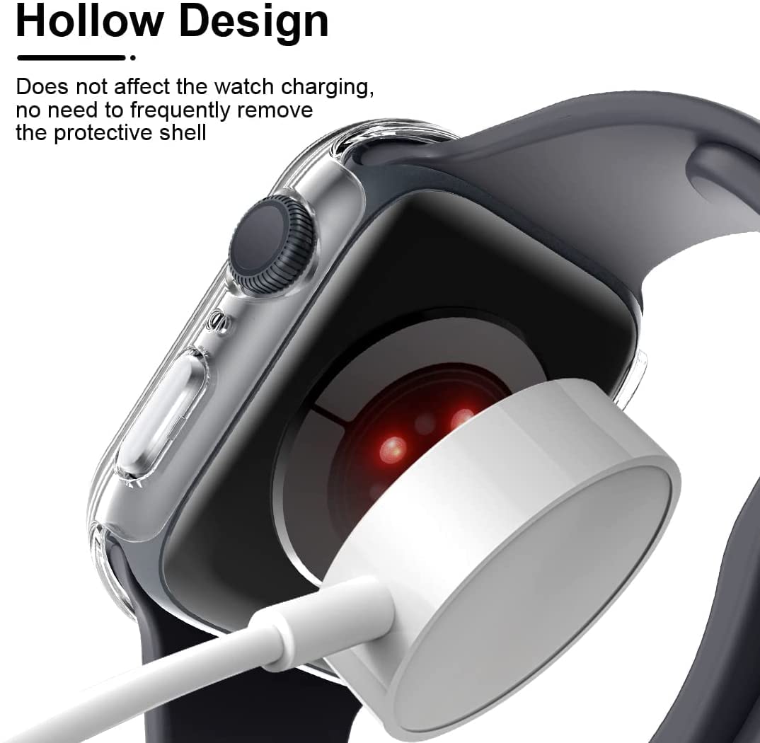 TAURI 2 Pack Hard Case Compatible for Apple Watch Series 7/8 45mm Built in 9H Tempered Glass Screen Protector, [Touch Sensitive] [HD Clear] Slim Bumper [Full Protection] Cover for iWatch 45mm-Clear