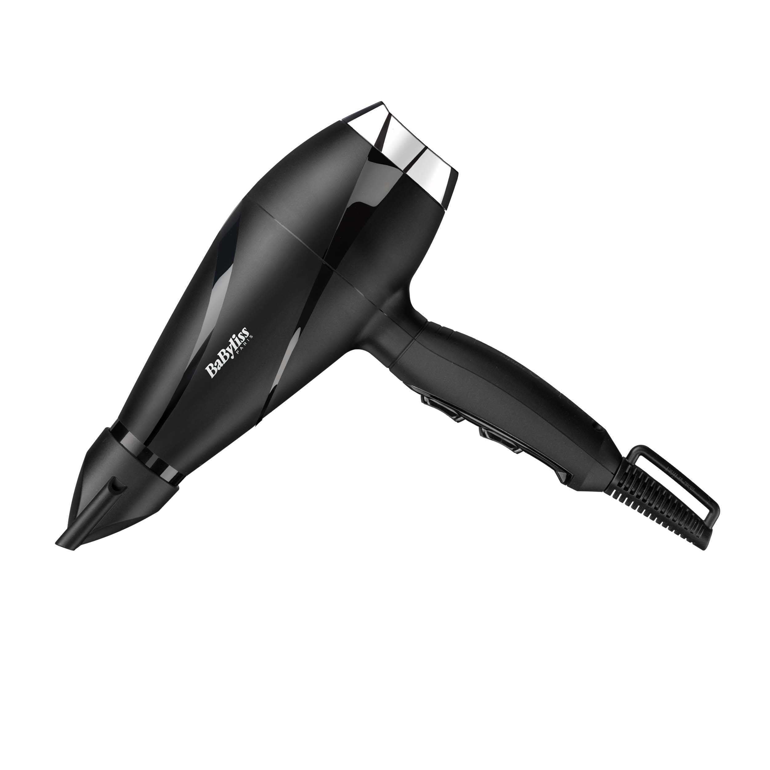 BaByliss Sèche-cheveux Shine Pro 2200 - 2200W, Technologie ionique, Technologie anti-frisottis, Diffuseur et concentrateur inclus, Fabriqué en Italie, Noir, 6713DE