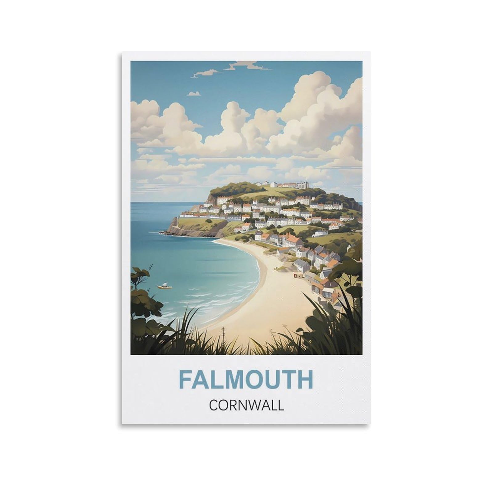CYYHGEE Falmouth Cornwall Vintage Travel Posters 12x18inch(30x45cm) Canvas Poster Wall Art Living Room Home Decor