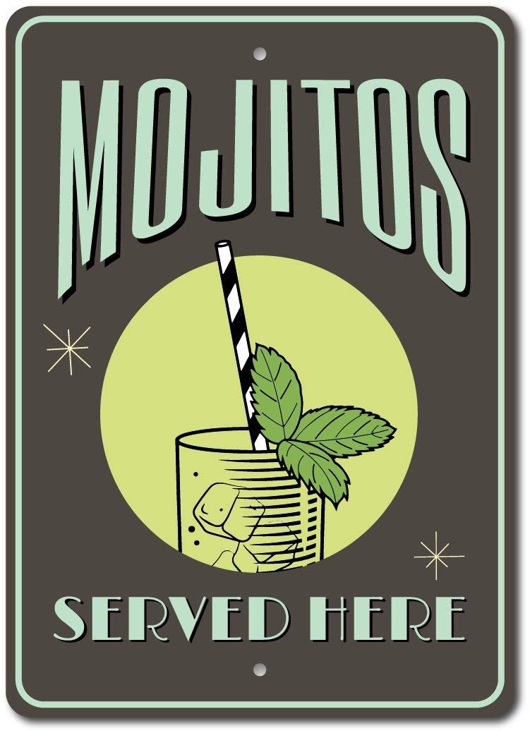 Inga Mojitos Sign Mojitos Decor Mojito Lover Funny Retro Metal Sign 8X12 Inches