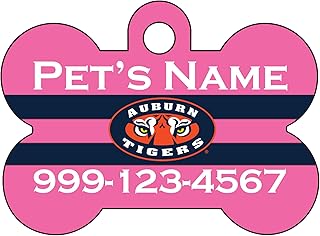 Auburn Tigers Pink Pet Id Dog Tag | Officially Licensed | Personalized for Your Pet