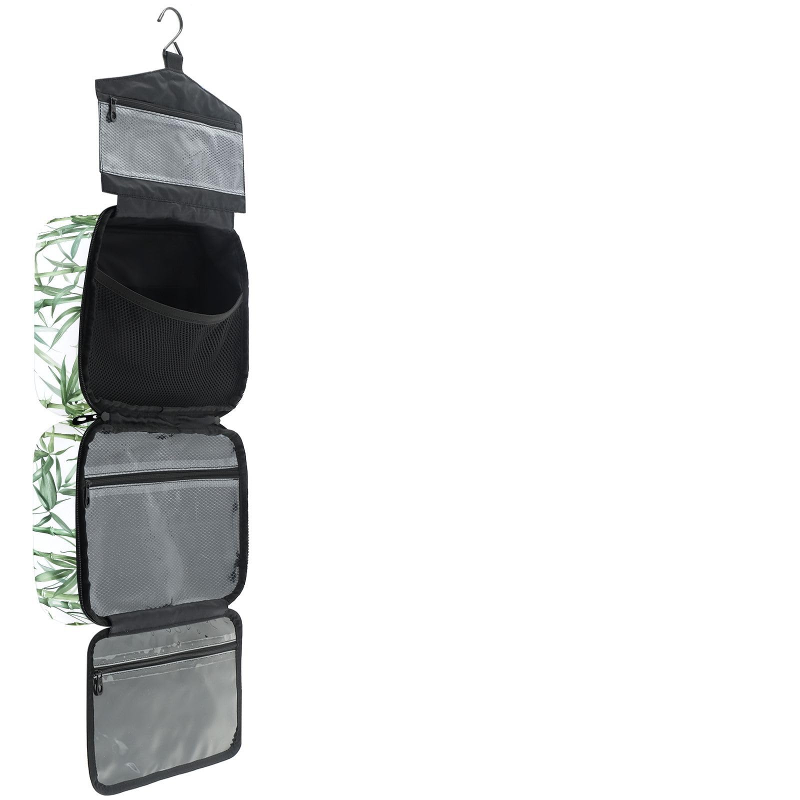 YNNALE Sewing Supply Organizer Bag, Watercolor Green Bamboo White Portable Sewing Bags with Pockets&Hanger, Sewing Storage Box Case for Sew Supplies/Kit/Tools/Accessories (BAG ONLY)