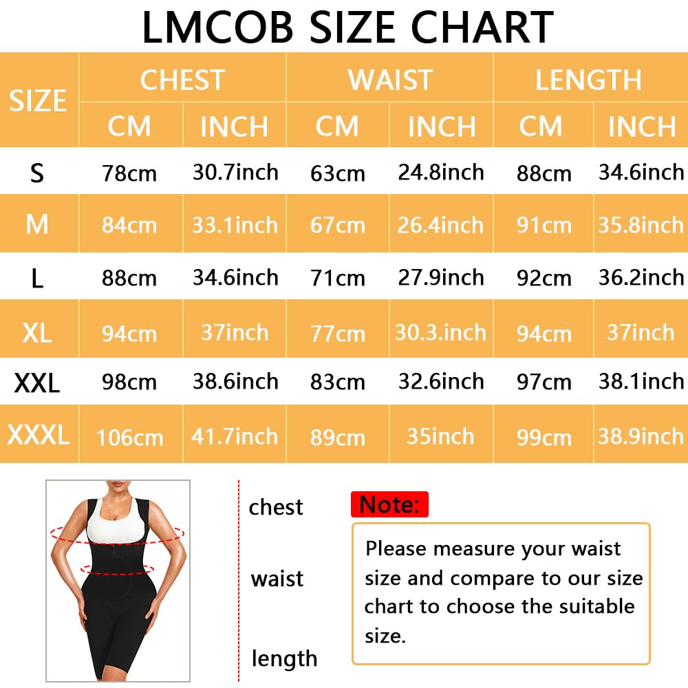 LMCOB Trajes de sauna para mujer de cuerpo completo, chaleco de entrenamiento de cintura, trajes de sudor, trajes de sauna, adelgazante