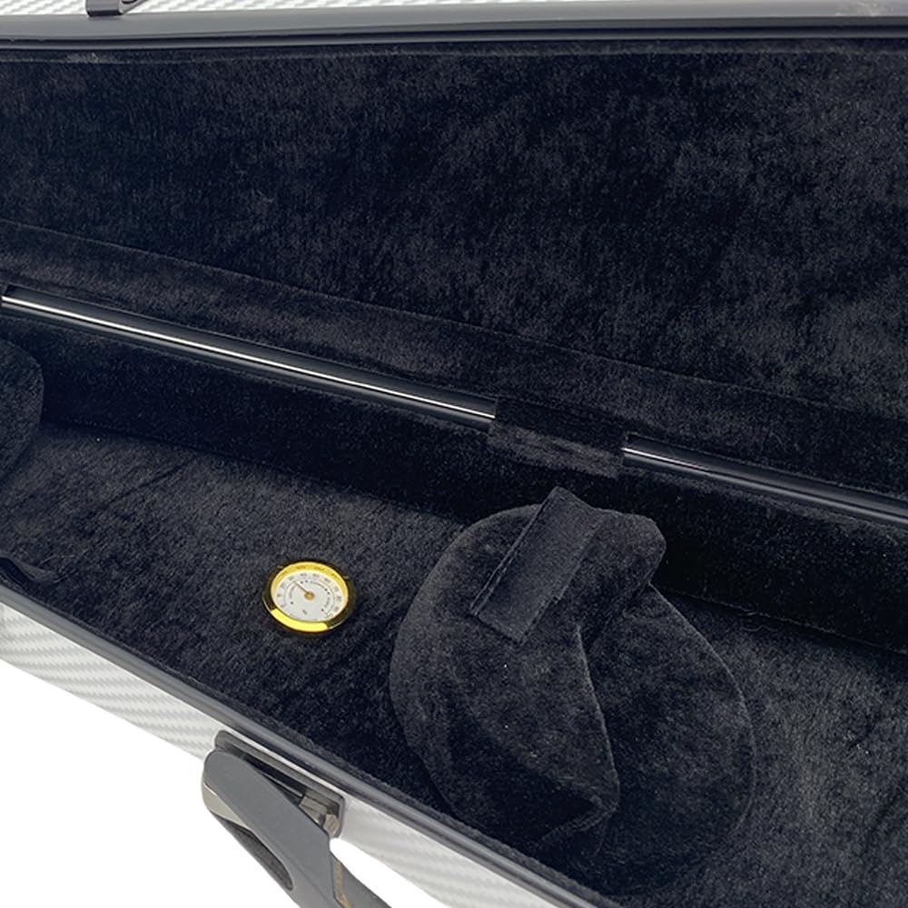 Estuche de violín compuesto de carbono 4/4, carcasa rígida de viaje, acolchado de suspensión, correas de mochila, construcción ultraligera, protección, impermeable, duradero (blanco)