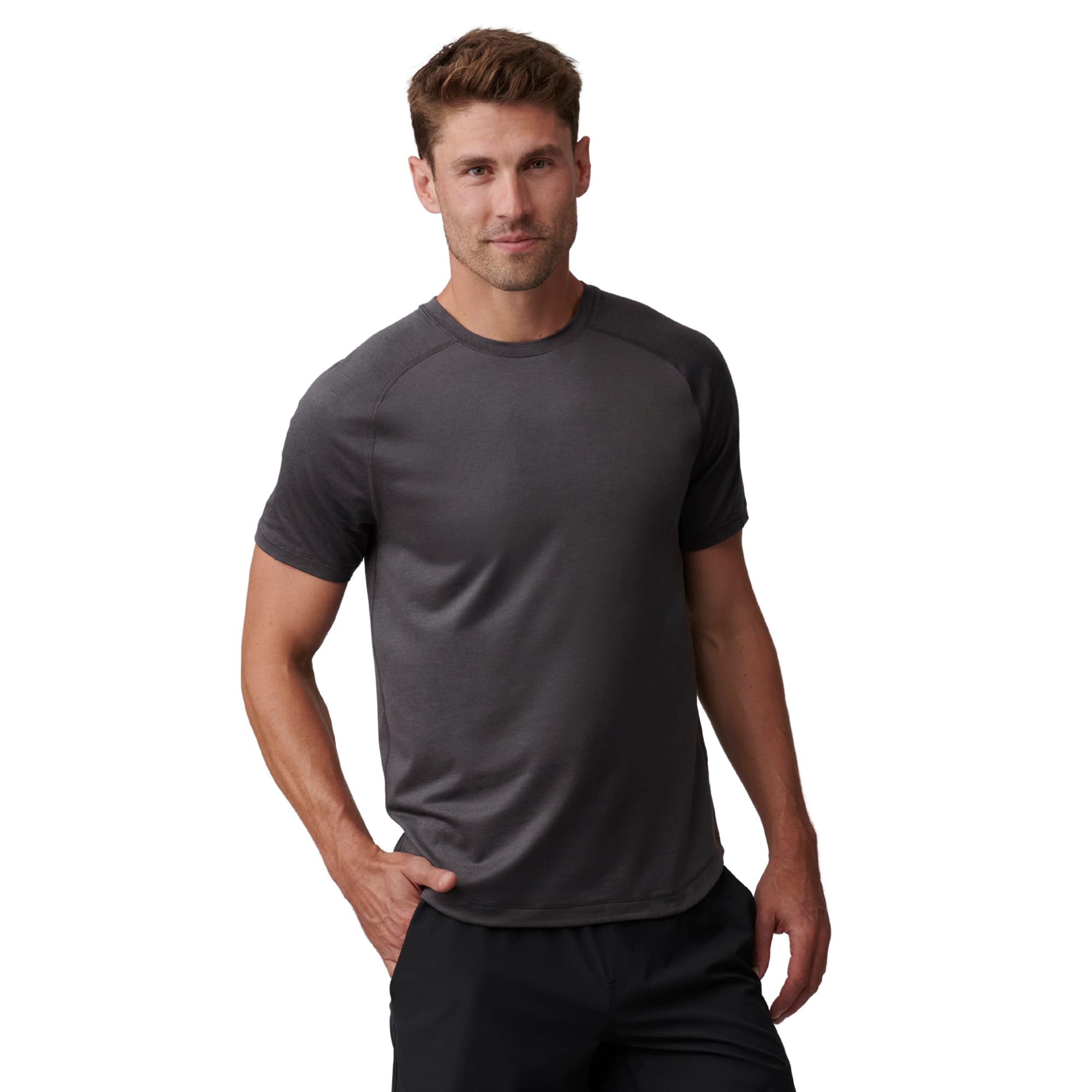 Rhone Men's Asphalt Heather Atmosphere Tee - Ultra-Soft Everyday Shirts, Lightweight, Moisture-Wicking, Anti-Odor, S