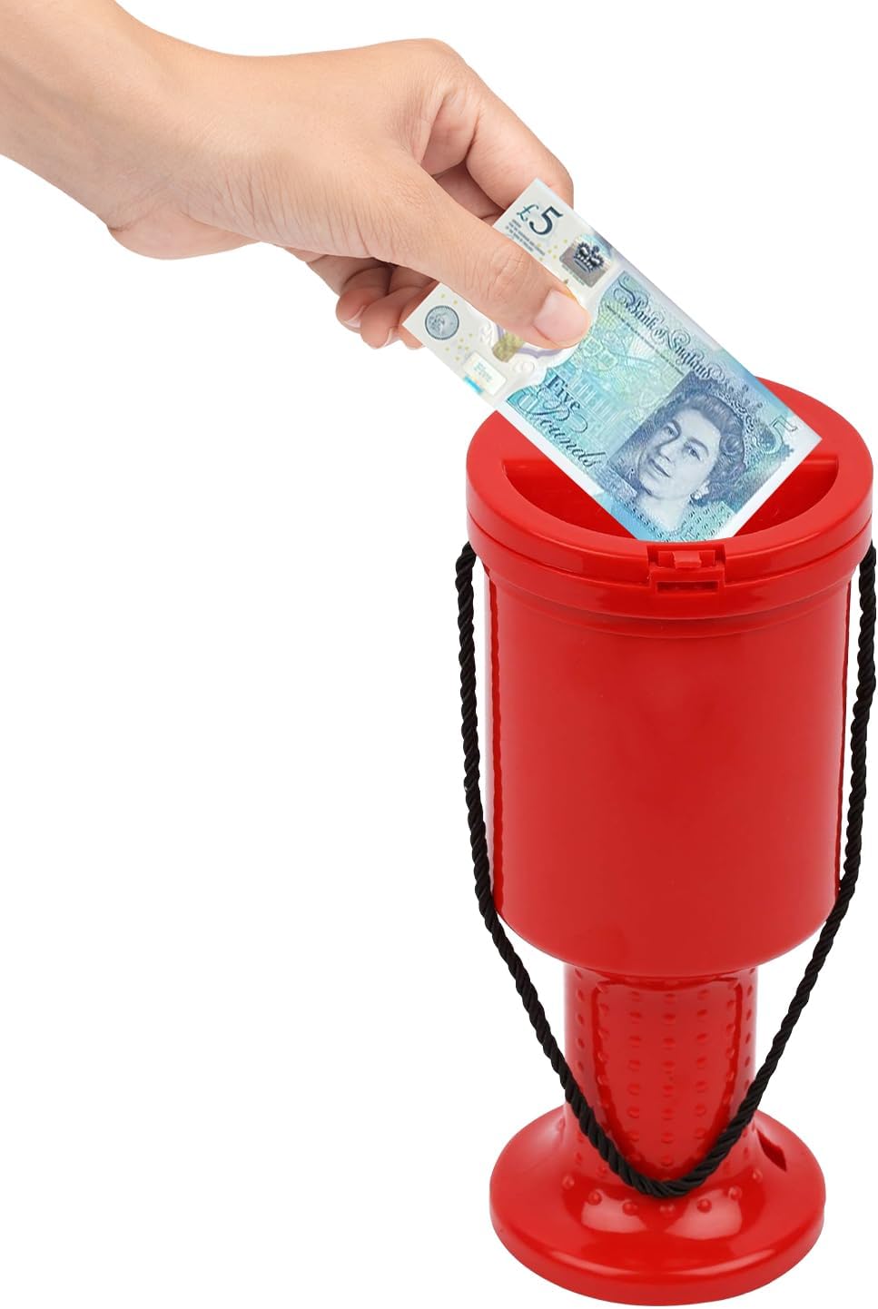 Charity Donation Box Hand Held Plastic Collection Box. for Fundrasing and events. Portable box Red