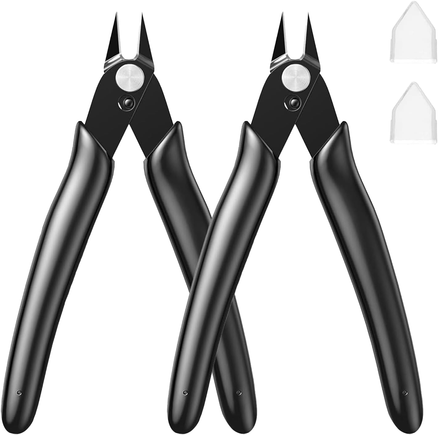 Wire Cutter 2PCS Precision Flush Cutters - Small Side Snips for Cable Ties, 3D Printing, Jewelry & Electronics, 5 Inch Wire Cutters, Black (2)