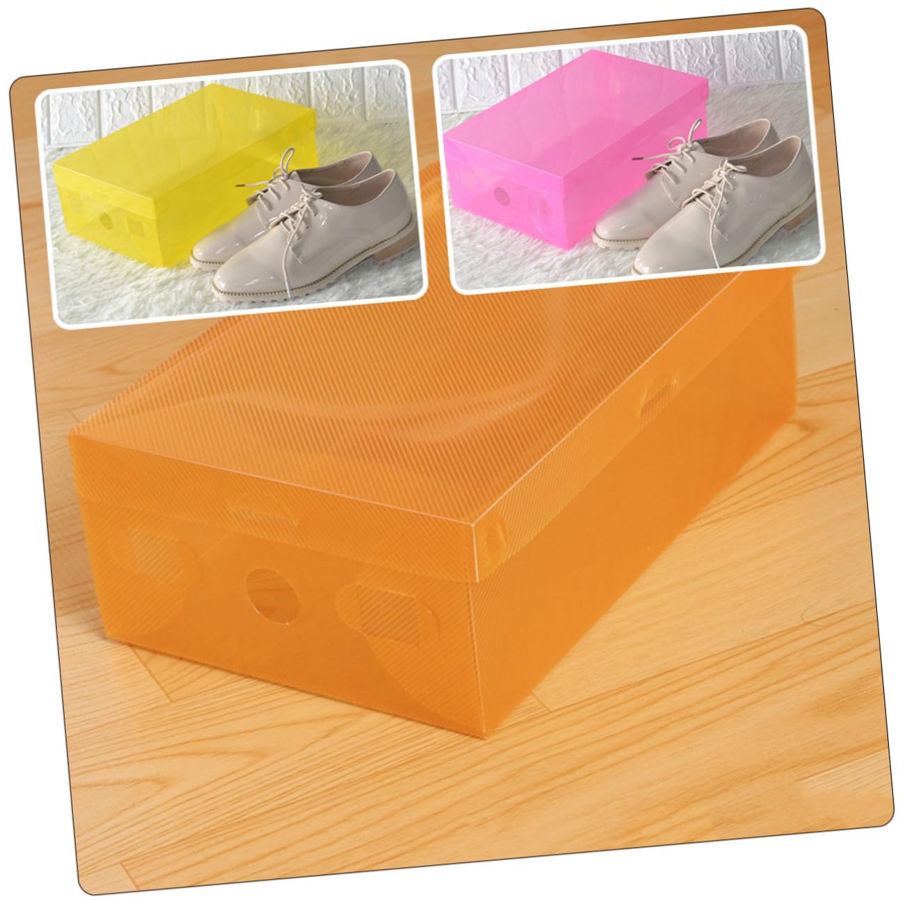 Toyvian 7 pezzi Scatole Portascarpe Trasparenti Impilabili da Contenitori in Plastica PP Resistenti e Pieghevoli Organizer Scarpe Colorati per Uomo Donna