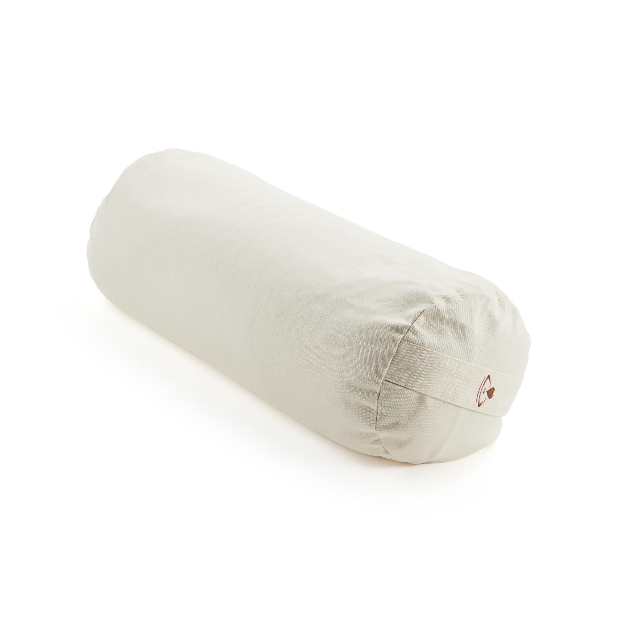 Myga Buckwheat Support Bolster Pillow – Soft & Comfortable Yoga Cushion for Restorative & Pregnancy Yoga – Organic Buckwheat Filling and Removable Cotton Cover with Carry Handle – 63 x 25cm (Cream)