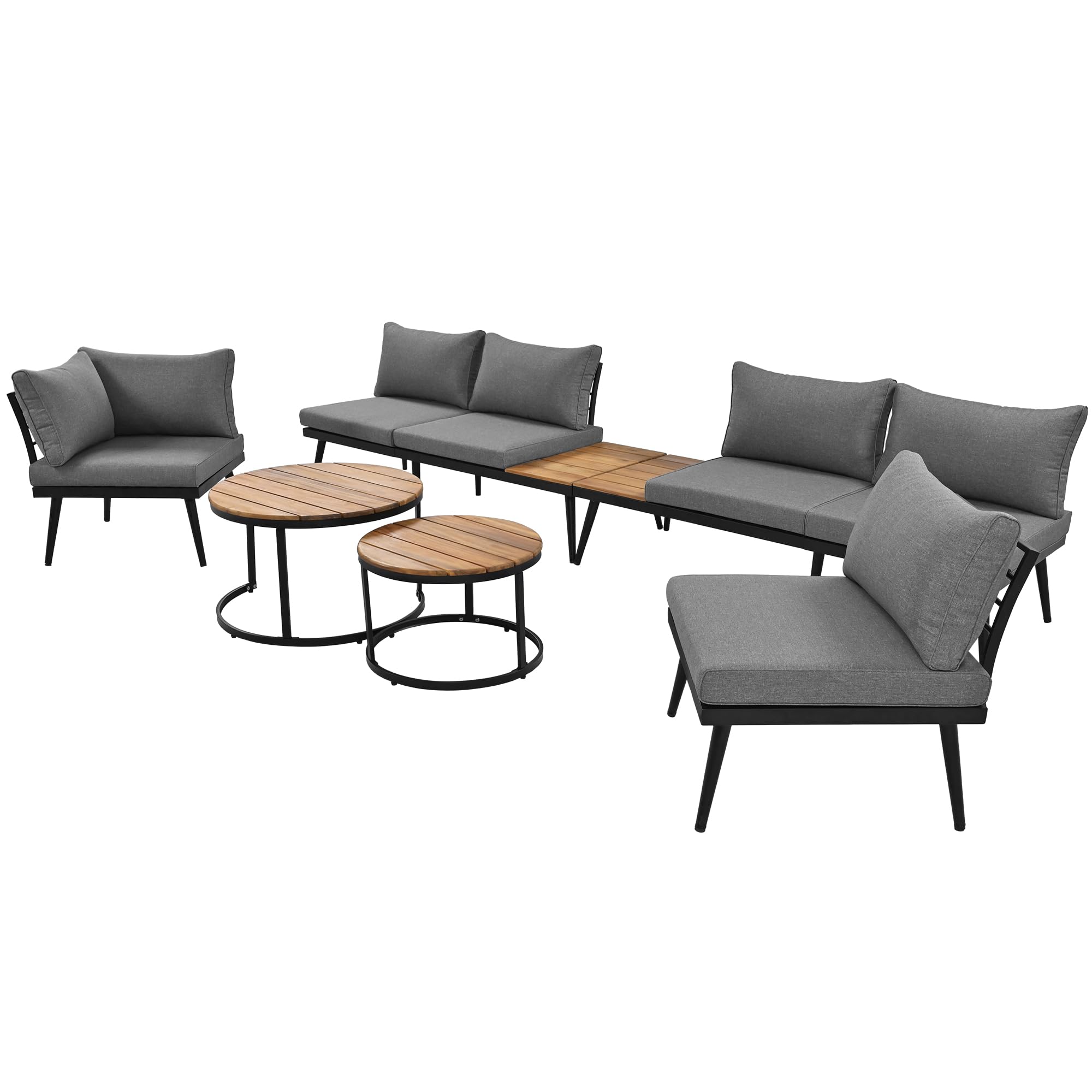 Moimhear Gartenlounge-Set für 5-6 Personen, Gartenmöbel, Essgruppe für Terrasse Balkon Garten Indoor Outdoor, Essgruppe 6-TLG, (2x2er-Sofa, 2xEinzelsessel, 2xTisch)