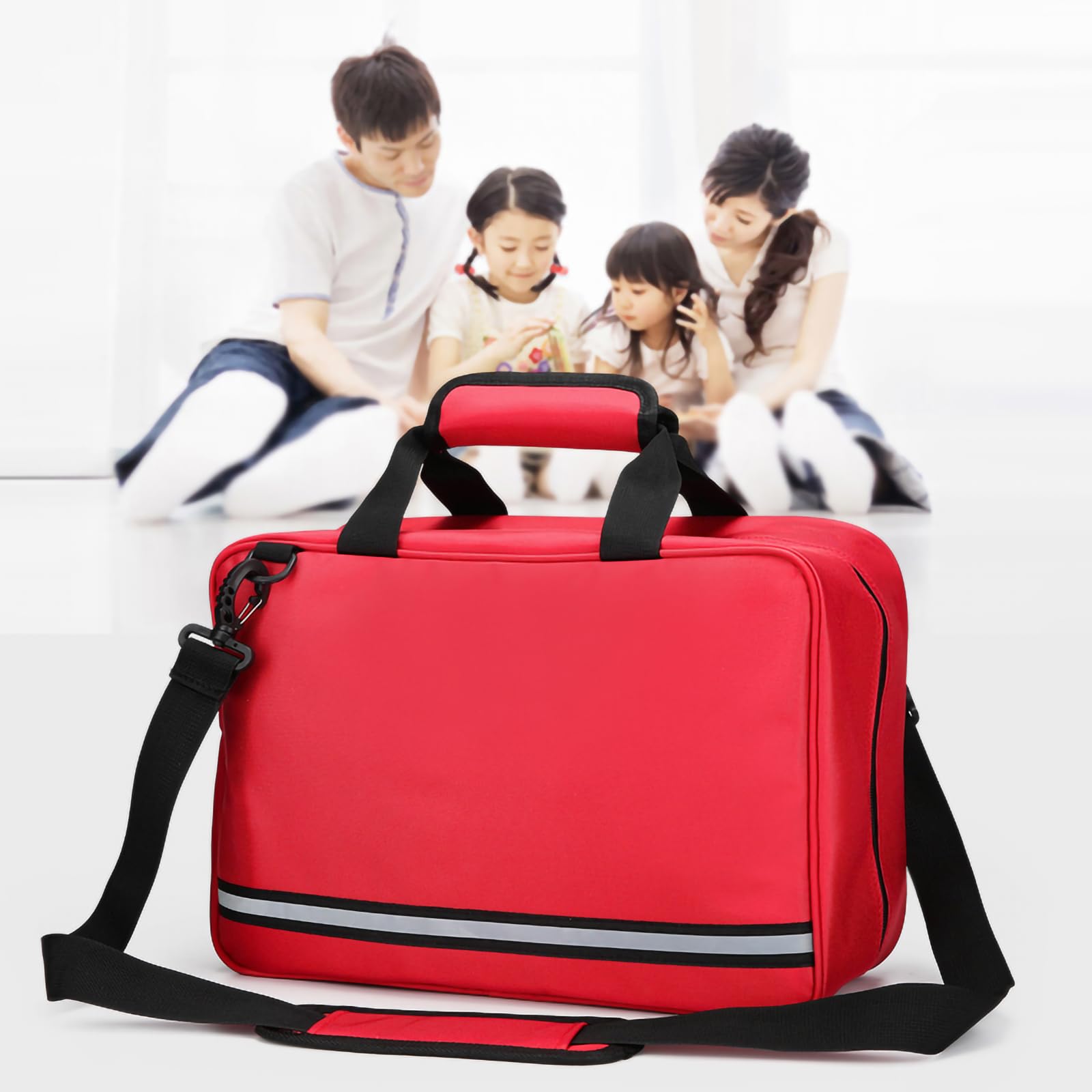 Kit di primo soccorso, borsa professionale per primo soccorso con tracolla e striscia riflettente, kit di sopravvivenza di emergenza portatile (solo borsa) (blu)