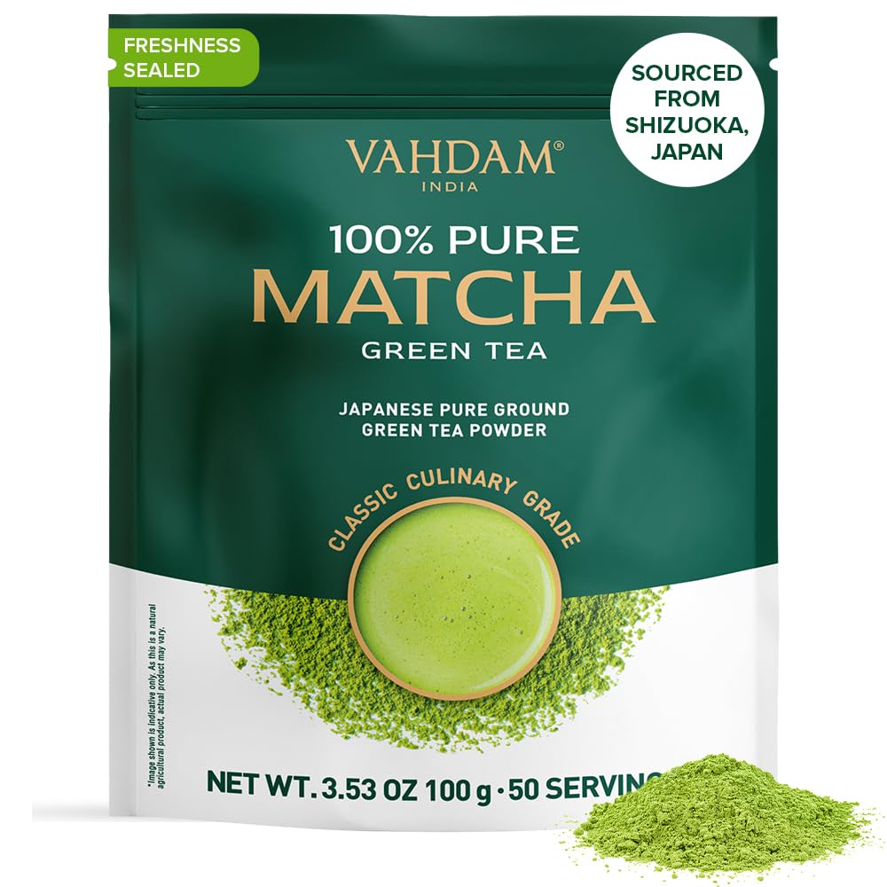 VAHDAMJapanese Matcha Tea Powder (50 Cups,3.53oz) Sourced from Japan | Authentic Japanese Matcha Green Tea Powder | Classic Culinary Matcha From Japan