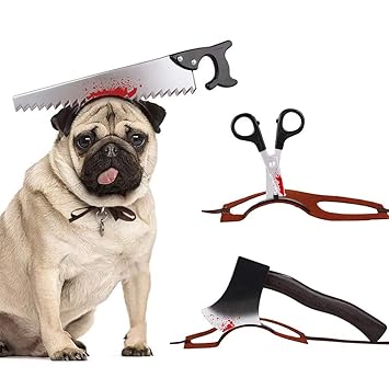 Pet Dog Headband Accessories Axe Saw Scissor Horror Props Pet Halloween Costumes Cosplay Clothes Decoration Horrible Costume for Dog Puppy POPQ