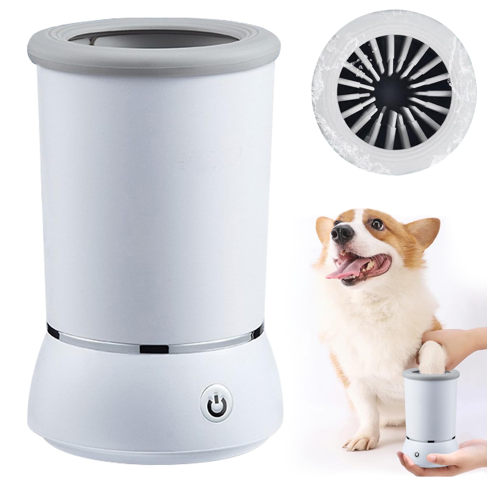 Pulitore automatico per zampe di cane, pulitore per zampe di cane, in silicone, per cani e gatti elettronici, portatile, pulitore per zampe, 360° per massaggio, pulizia del pelo