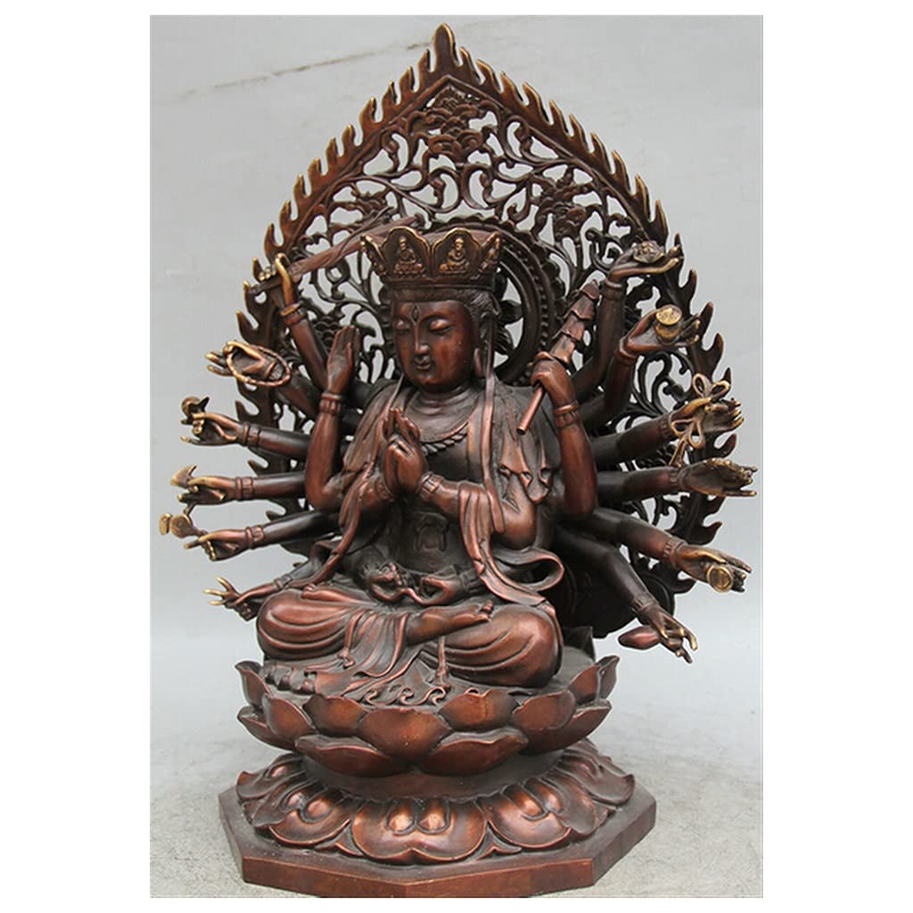 Estatua de Buda de meditación, Asiento de Bronce de Budismo Tibetano Fox, Estatua de Buda Madre Pura Maha de 18 Manos, decoración de Muebles