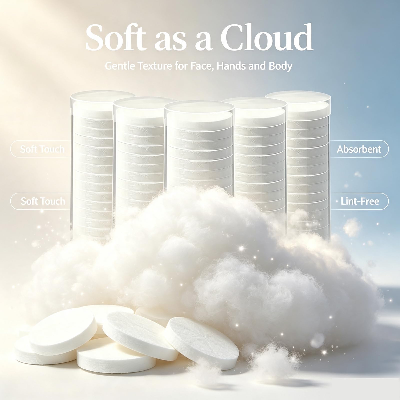 Disposable Compressed Face Towels, 100% Plant-Based, Lint-Free & Biodegradable