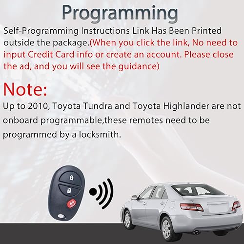 Miniatura 2 de Llavero de entrada sin llave para Toyota Tundra 2007-2017Tacoma 2005-2016  Highlander 2008-2013  Sienna 2004-2015 2008-2016 Sequoia mando a