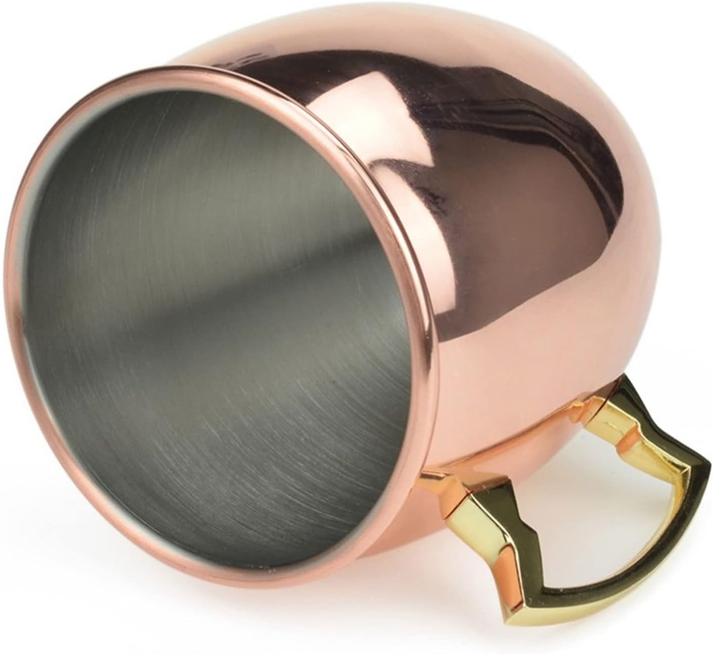 INLIMA Drinking Glasses Mule cup stainless steel copper-plated hammer point cup naked wine cup cocktail cup (Color : Pink)