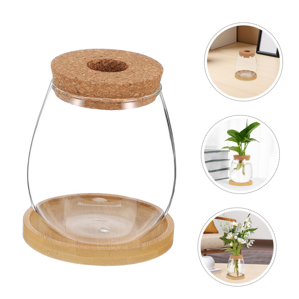 Gatuida 2ensembles Vase De Propagation Eau Verre Transparent Lot de Pots Hydroponiques pour Plantes Intérieur avec Support De Table