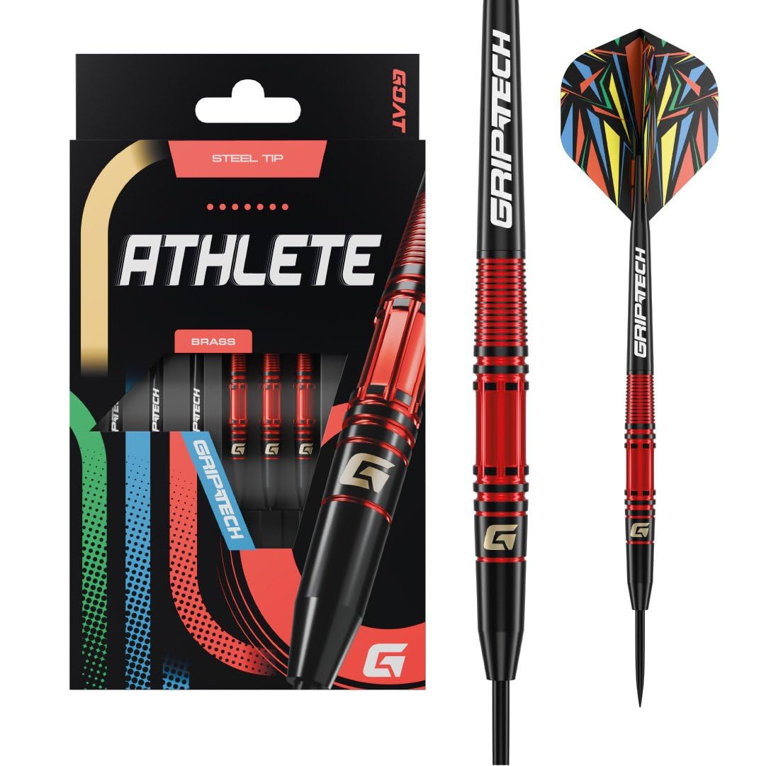 GOAT - Athlete, Brass, Red/Black, 11G, Tapered, 6.7mm, Steel Tip Darts Set