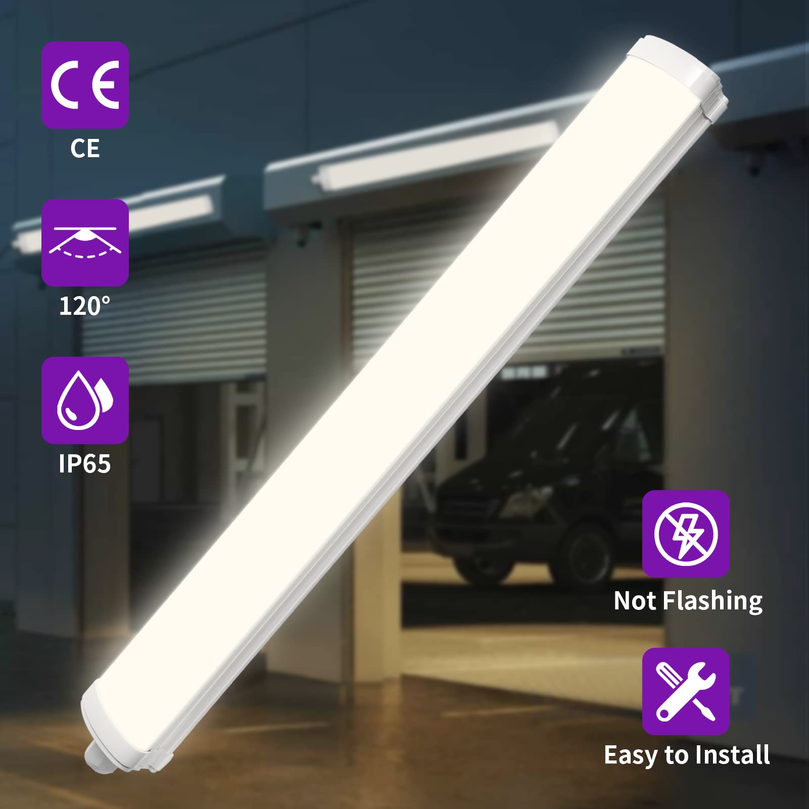 Fluorescente Tubo LED 150cm,50W 5000LM Fluorescente Regleta LED,4500K Blanco Neutro Fluorescente Regleta LED,IP65 Impermeable Barra LED,Luminaria LED Lampara para Garaje Oficina Sótano Cocina Baño