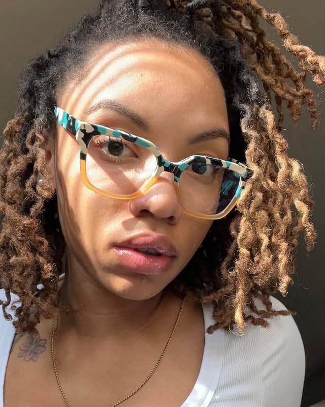 Image of Blue Light Glasses - 98%+UV400 Filter,Acetate Preppy Rectangle Frame for Work /Gaming