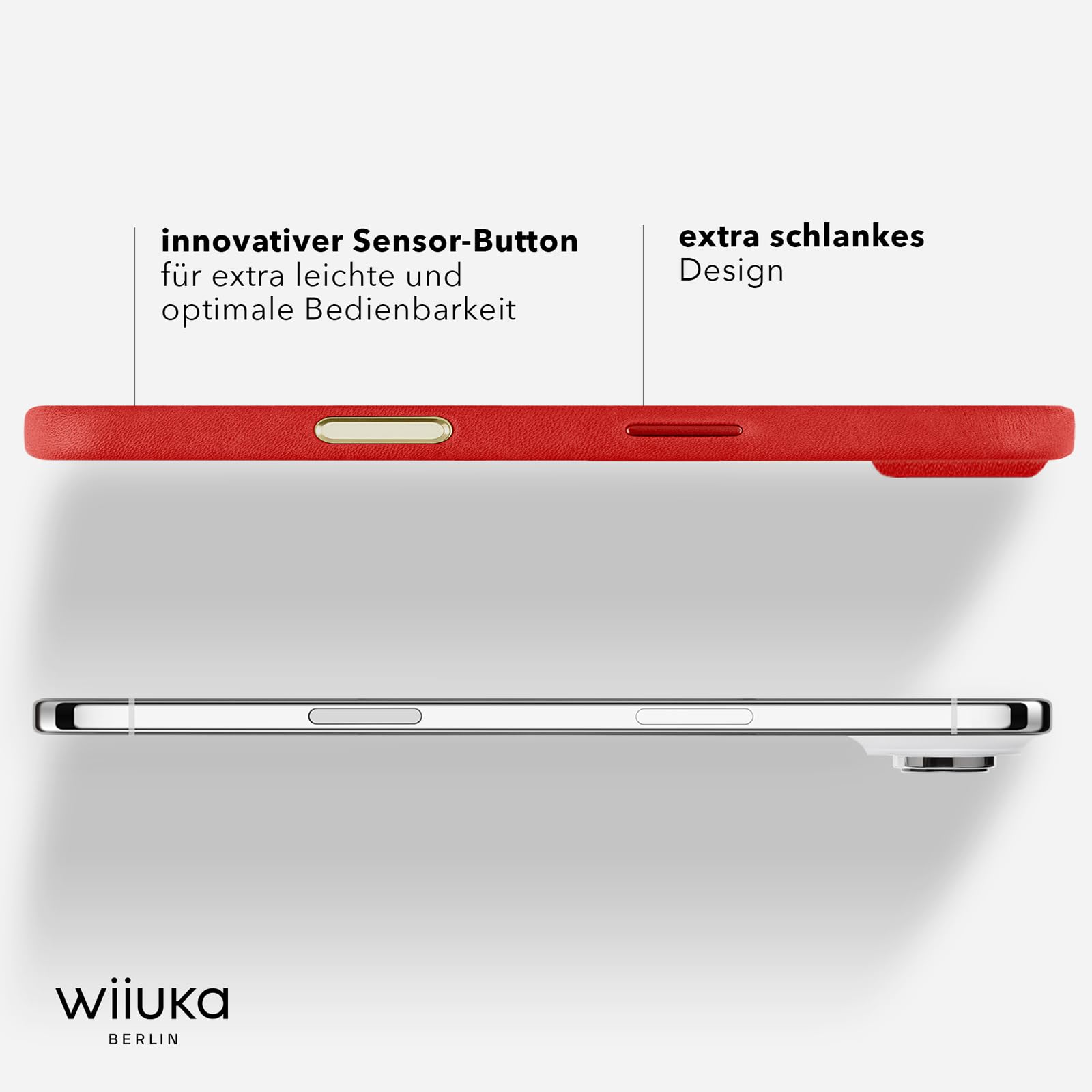 WIIUKA Funda para iPhone Air, piel de Alemania, extrafina, funda para teléfono móvil, funda para teléfono móvil, Qi, skiin, color rojo