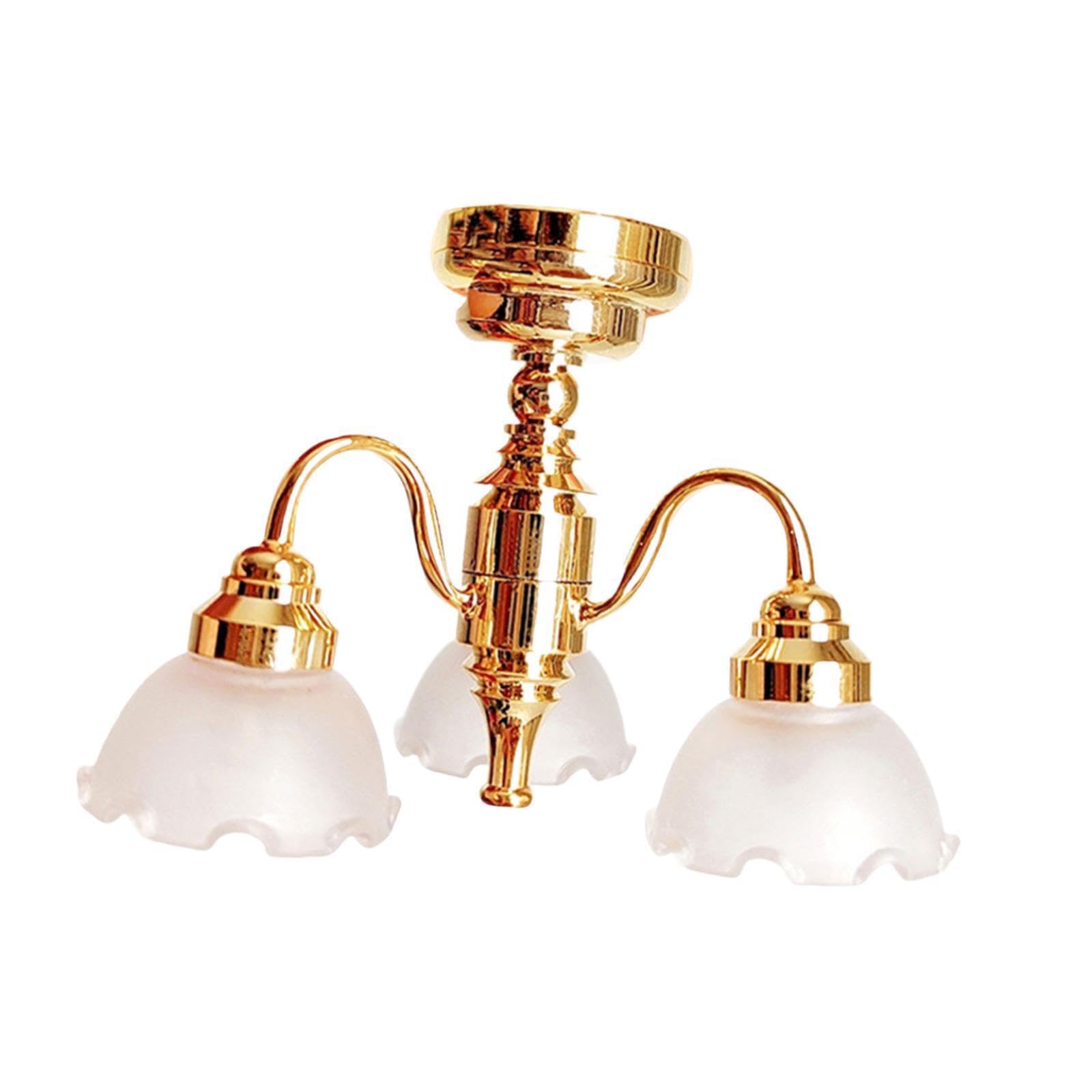Lampadario per casa delle bambole, fatto a mano, materiale per scenografie, camera da letto, soggiorno, sala da pranzo, materiale per oggetti di scena fotografici. Il , Stile A