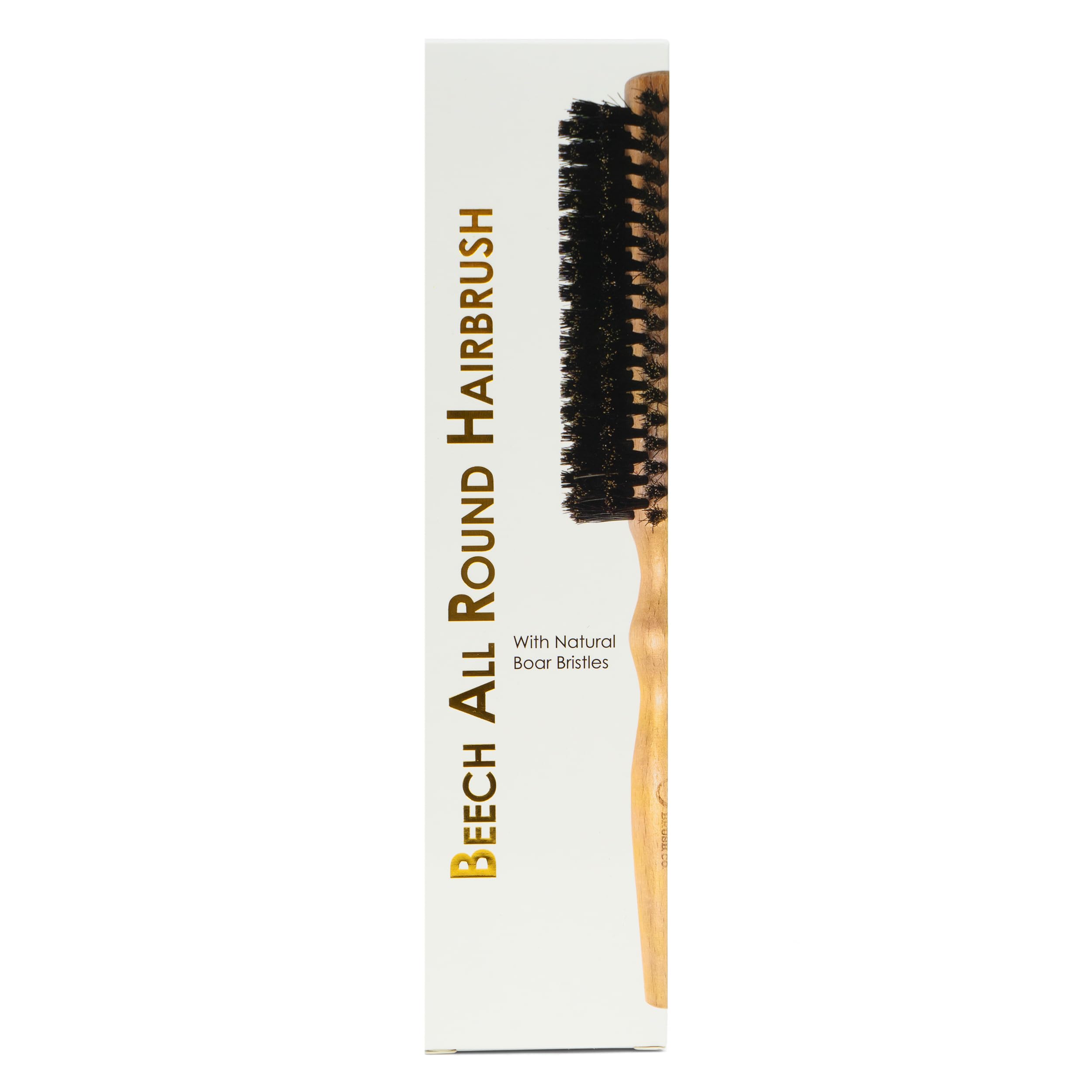 Fuller Brush Cepillo de pelo de madera de haya natural, mango ergonómico contorneado, cerdas de jabalí auténticas naturales, adecuado para cabello corto y mediano, suave con el cabello y mejora el