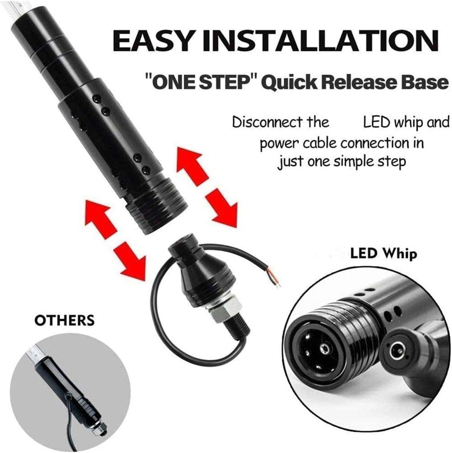 MaiBuL LNNW Luci a Frusta a LED 2 Pezzi for Veicoli Fuoristrada, luci a Frusta a LED a Spirale, Telecomando per SUV ATV UTV RZR Camion (Size : 3FT)
