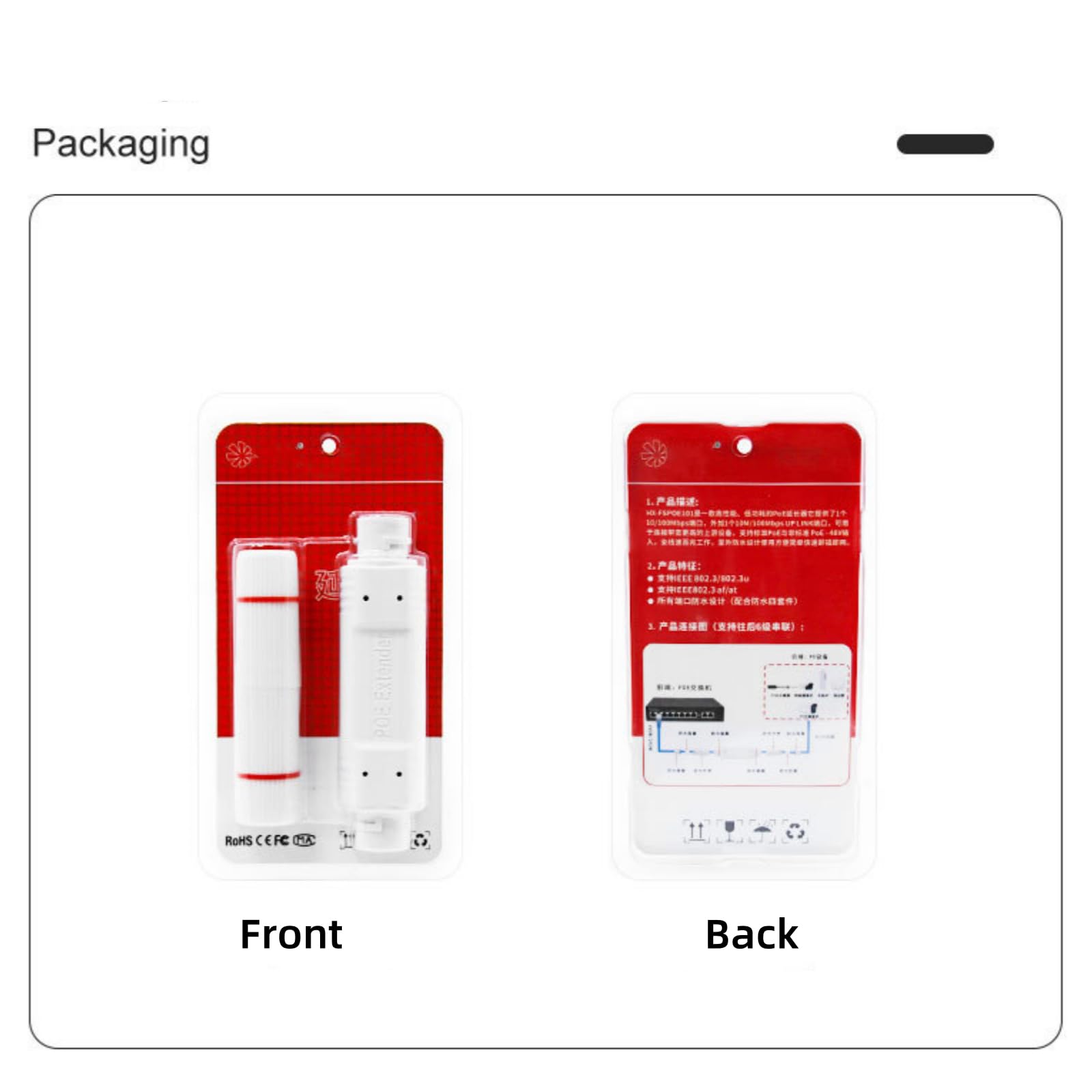 1 in 1 Out PoE Extender, 1 Port Ethernet Repeater with 30W Power for POE Switch/Injector