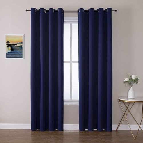 ChrisDowa - Cortinas opacas con ojales para dormitorio y sala de estar, juego de 2 paños con aislamiento térmico para oscurecer ambientes