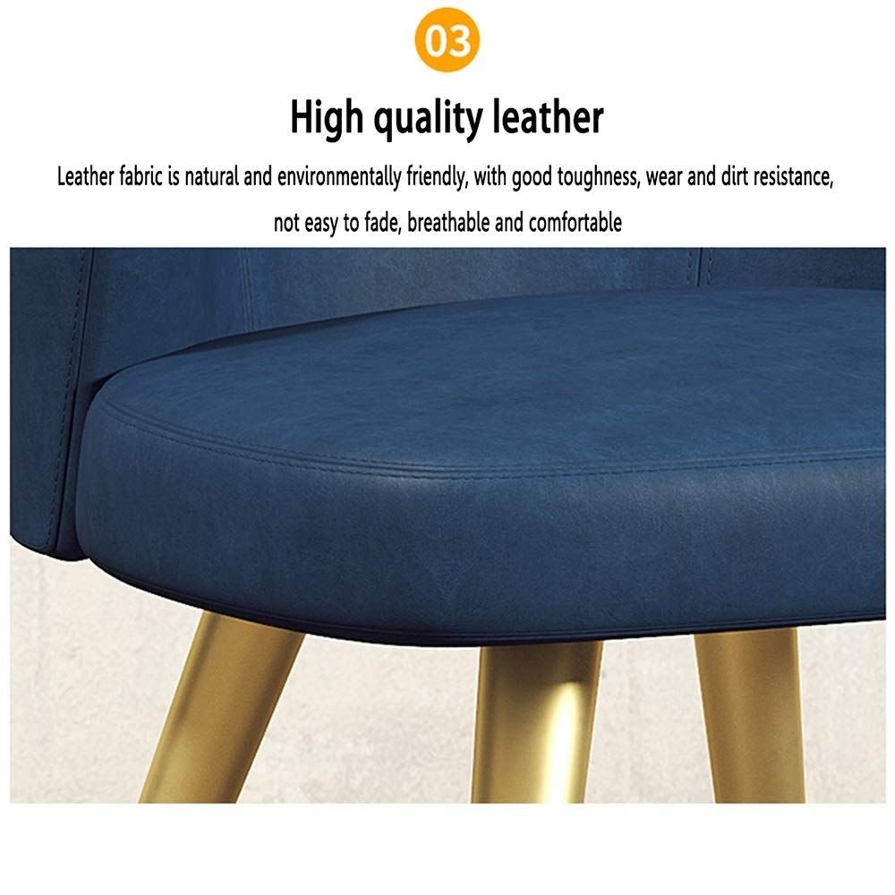 Esszimmerstühle Hauptschreibtischstuhl Kunstledersitz Küchenmöbel Lehnensessel Lounge Metallrahmen 52x52x92cm Eckstühle (Color : Blue)