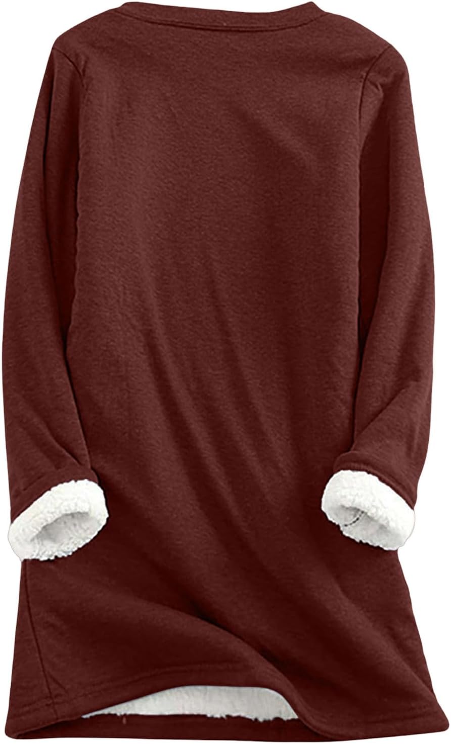 Women's Crew Neck Sherpa Lined Thermal Top Long Sleeve Winter Shirt