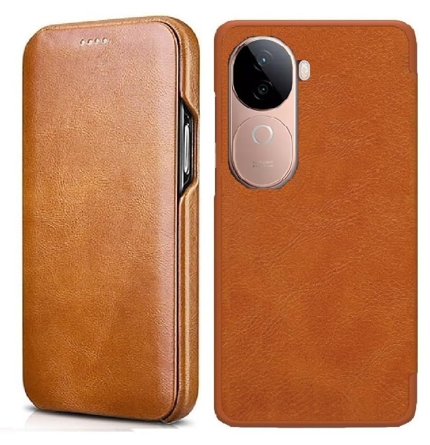 Image of WHITBULL Smart Magnetic Closer Flip Cover Compatible with Vivo iQOO Z9s 5G / Vivo V40e 5G (Brown)