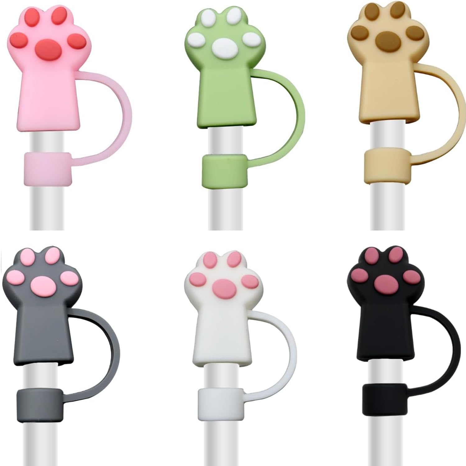 6Pcs Straw Cover Cap for Stanley Cup, 10mm Cat Straw Toppers Compatible with Stanley 30 and 40 Oz Tumbler