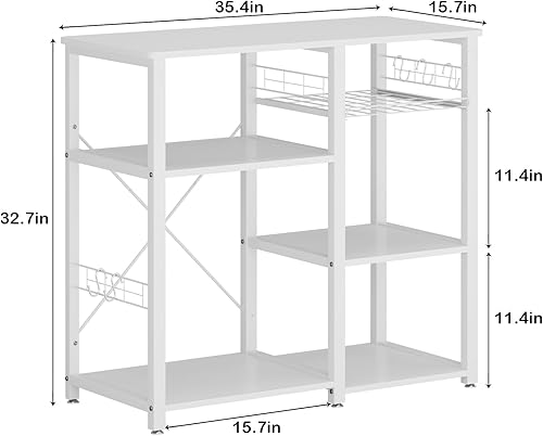 Miniatura 19 de Estante de cocina de 3 niveles de Soges con funciones de soporte para horno de microondas, carrito de almacenamiento y estante para área de trabajo,