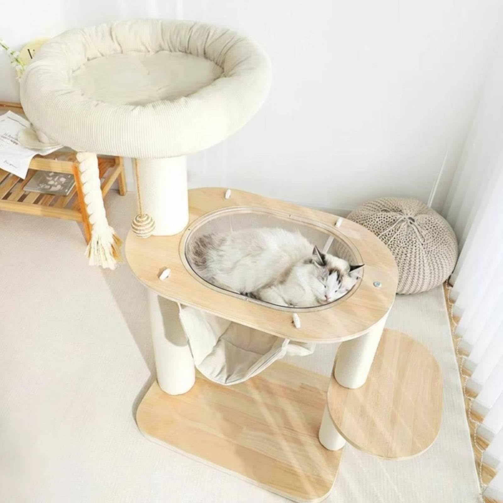 predolo Feline Climbing Structure With Hammock Salvaspazio Albero Tiragraffi con Amaca Multi-Level Cat Climbing Cat Climber per, Albero Per Gatti Con Cuccia A Piattaforma Grande E Scala