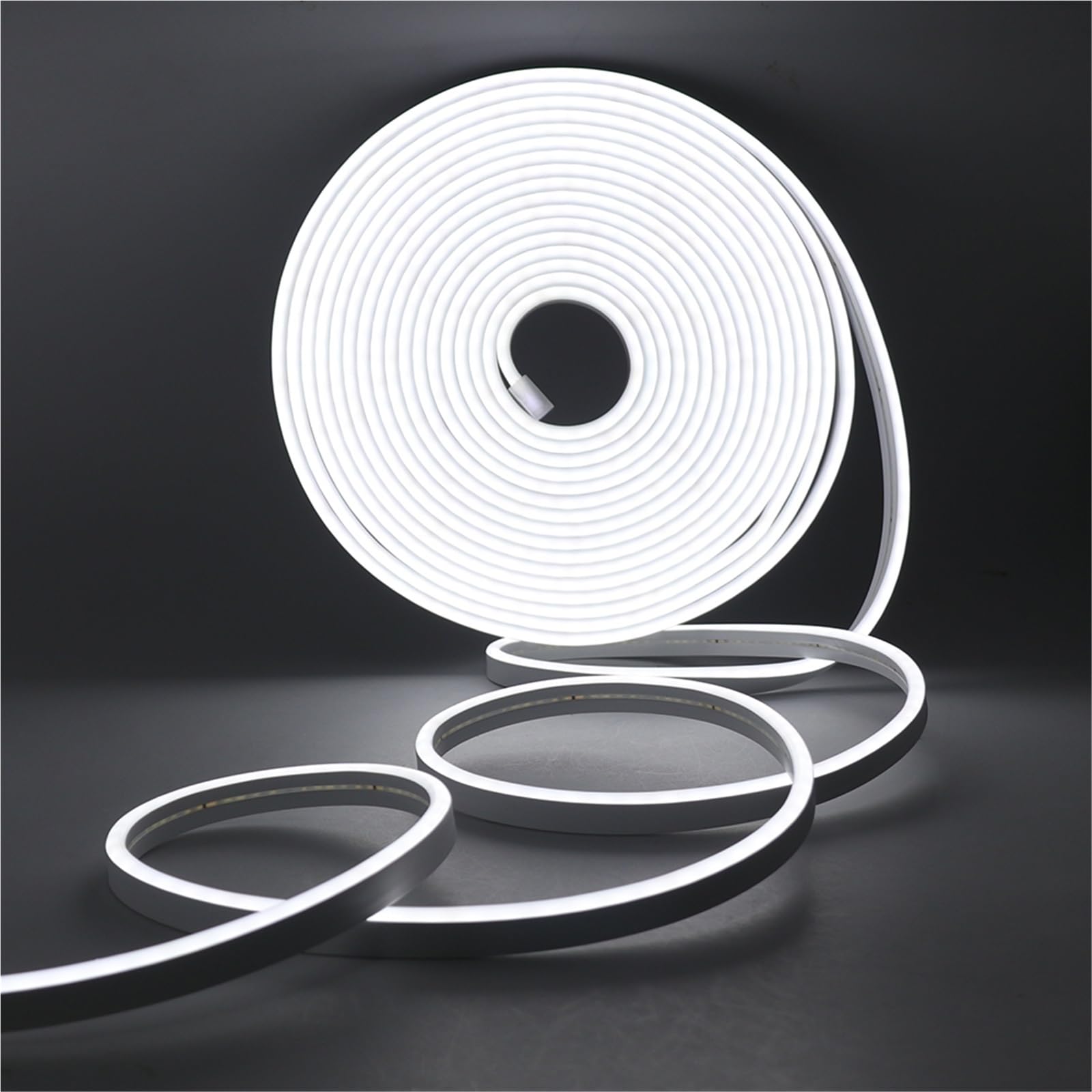 Tira de neón DC 24 V 0,5-20 m, impermeable IP67, multicolor, retroiluminación de TV, manguera de silicona flexible para el hogar (blanco, 9 m)