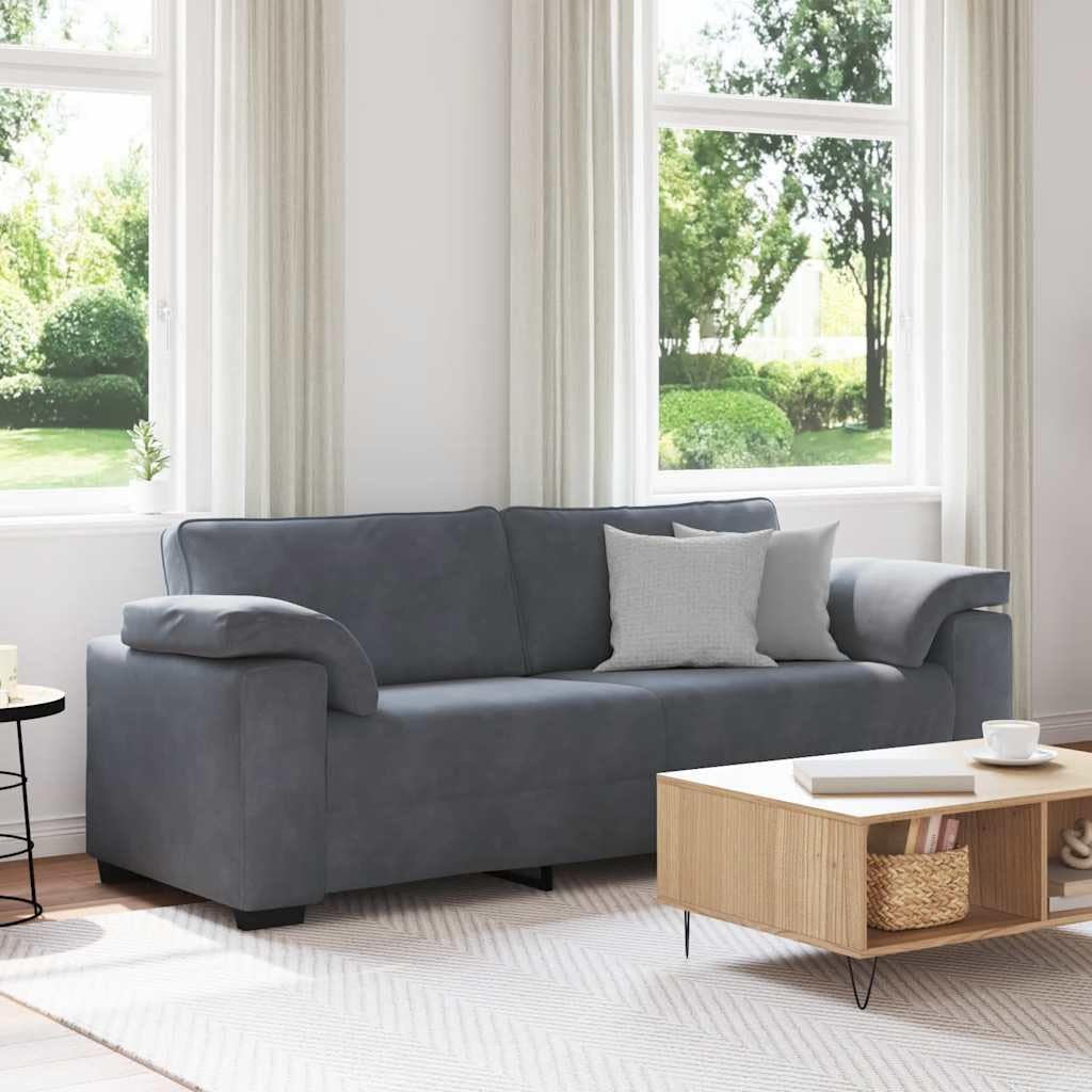vidaXL Sofá de 3 plazas de Terciopelo Gris Oscuro 220x77x82 cm