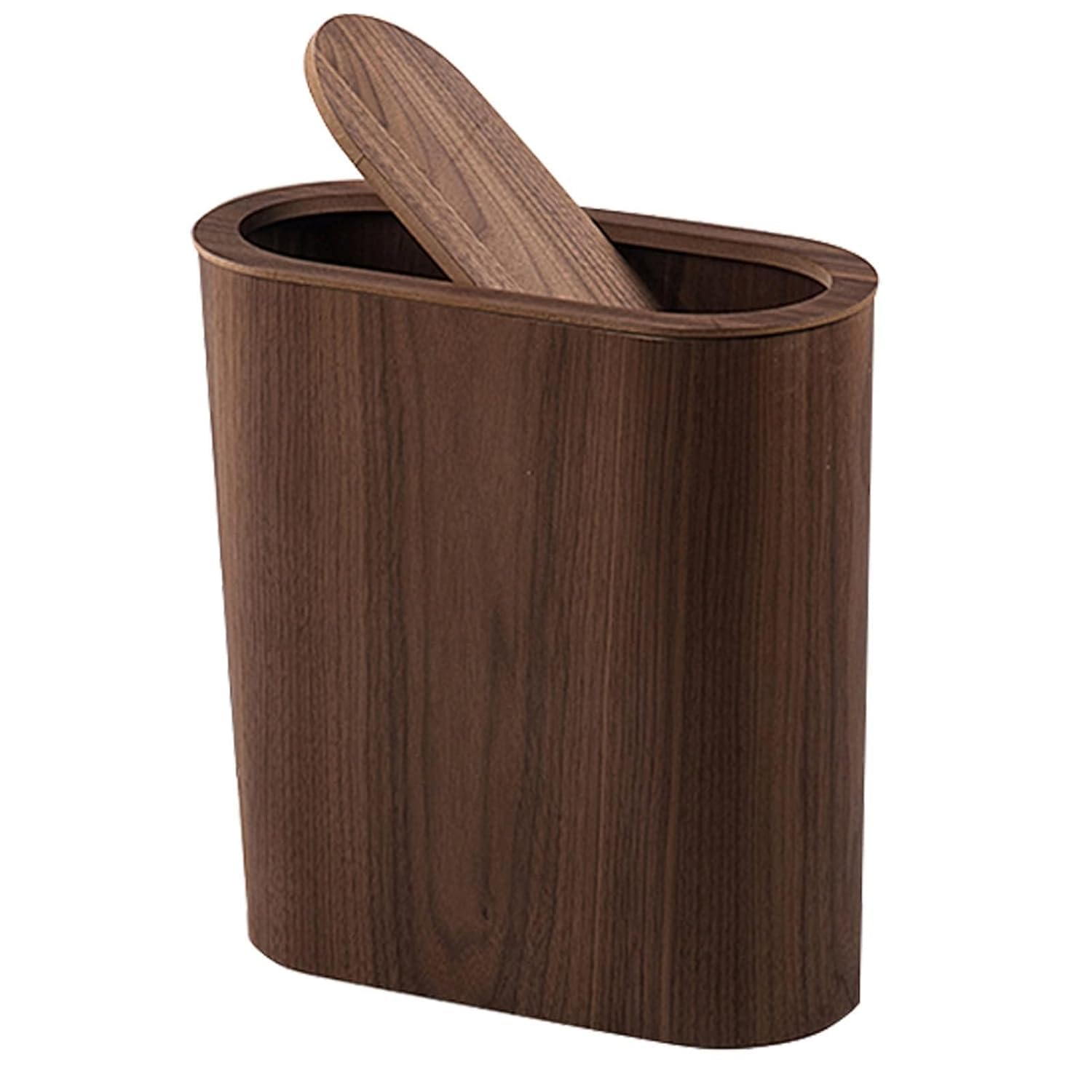 Pattumiera Per Camera Da Letto, Pattumiera Piccola In Legno | Cestino Gettacarte Stretto Con Coperchio Per Pattumiera Per Rifiuti Da Bagno, Cucina E Ufficio, Finitura Rustica(Color:Marrone)